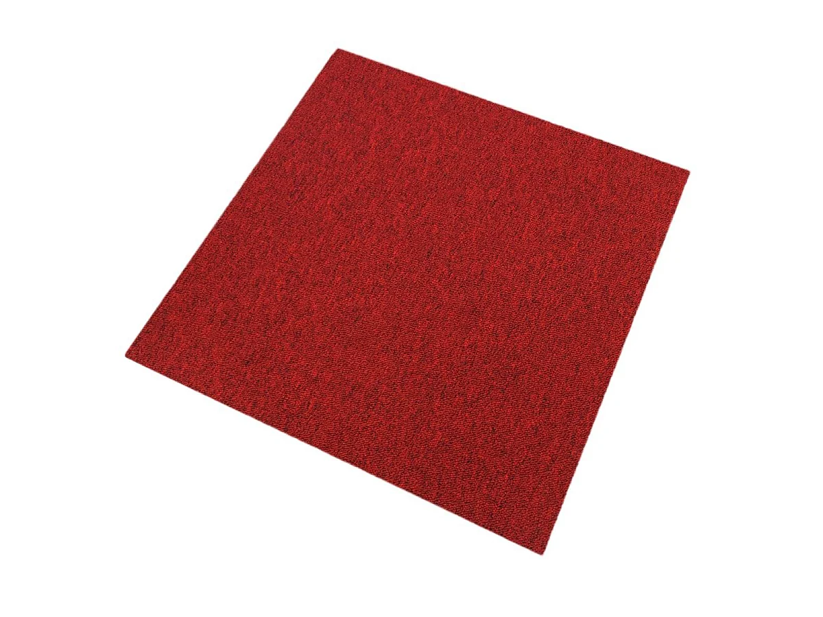 40 Dalles de 50cm x 50cm (10m²), Dalle de Moquette Couleur Charbon Noir & Rouge Écarlate