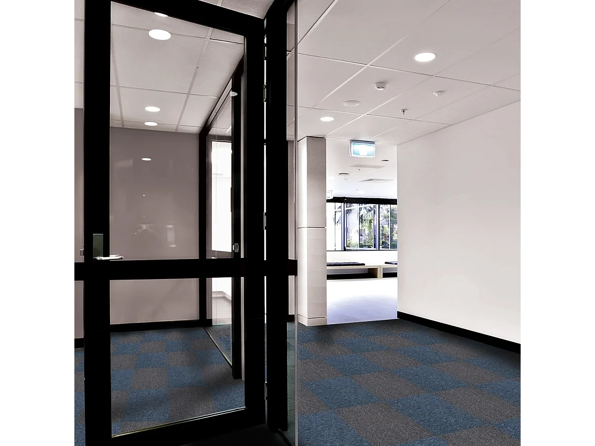 40 Dalles de 50cm x 50cm (10m²) Dalle de Moquette Couleur Noir Charbon & Bleu Tempête