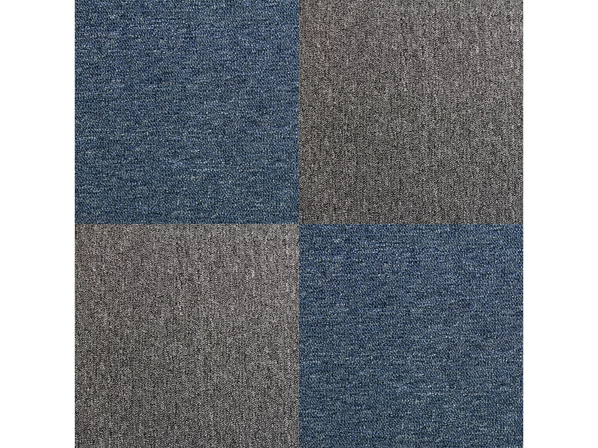 40 Dalles de 50cm x 50cm (10m²) Dalle de Moquette Couleur Bleu Tempête & Anthracite