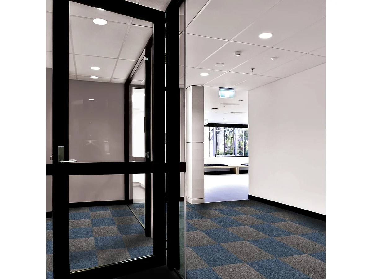40 Dalles de 50cm x 50cm (10m²) Dalle de Moquette Couleur Bleu Tempête & Anthracite