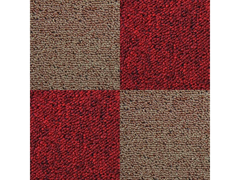 40 x Tapijttegels - Rood en Zand kleur- 50x50cm 10m2