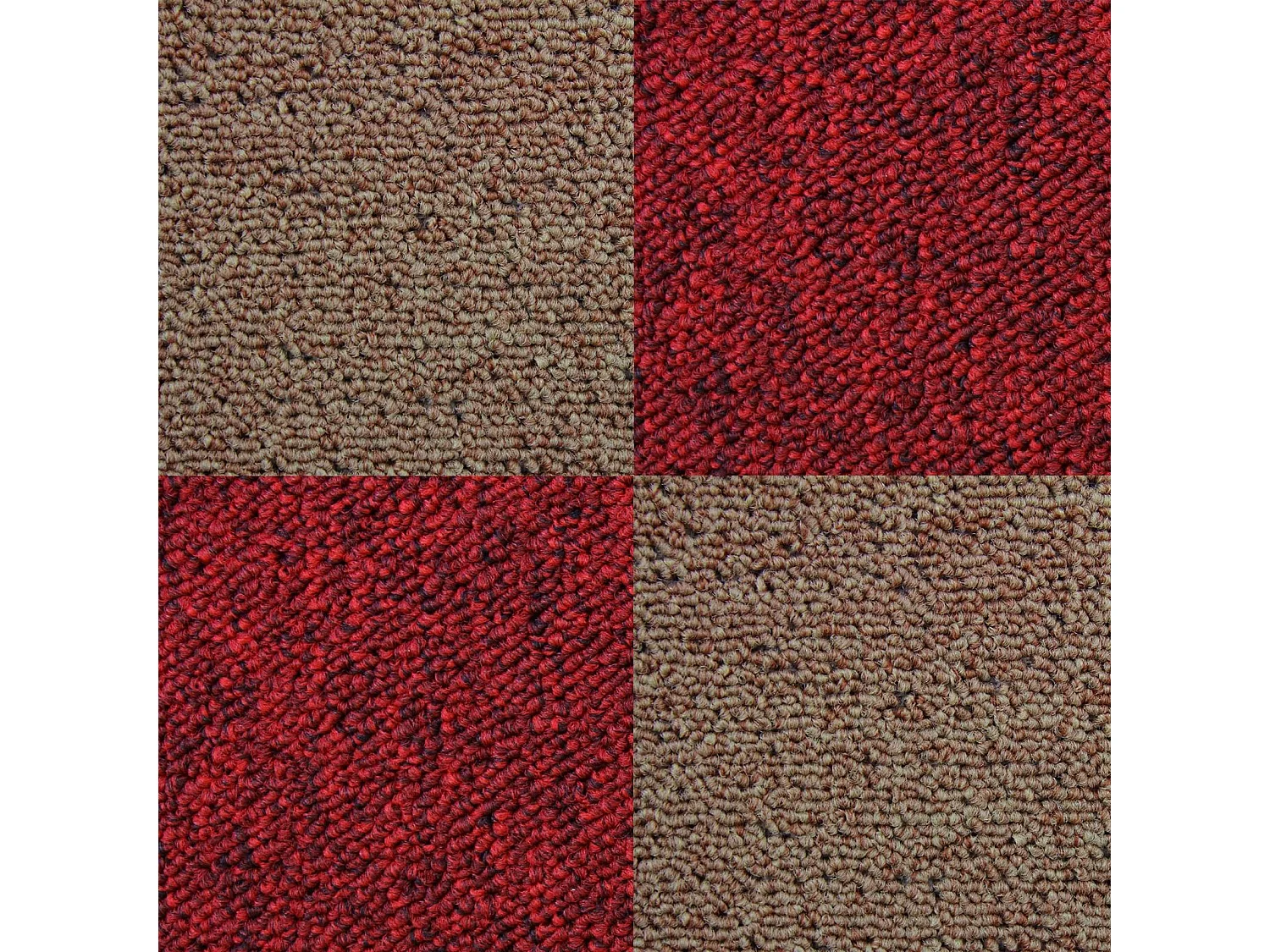 MonsterShop 40 Stück Teppichfliesen Bodenfliesen Teppich 50 x 50 cm für 10 m² in Sand & Fieberrot