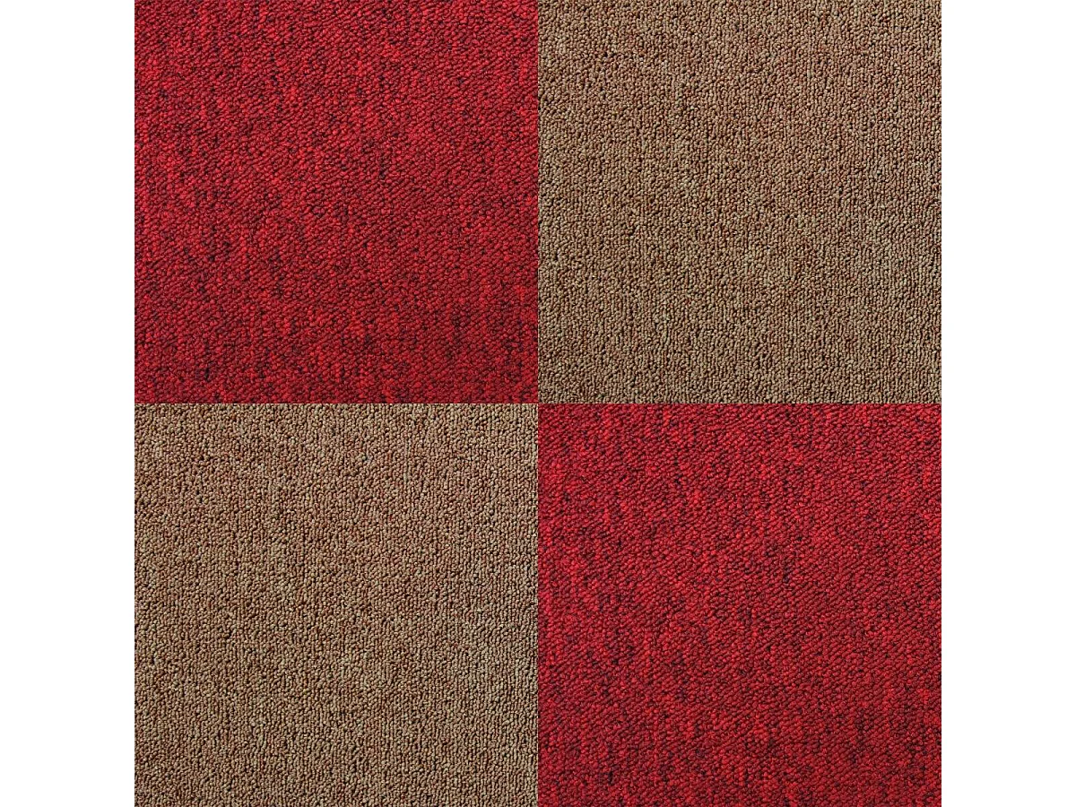 40 Dalles de 50cm x 50cm (10m²) Dalle de Moquette Couleur Sable & Rouge Écarlate