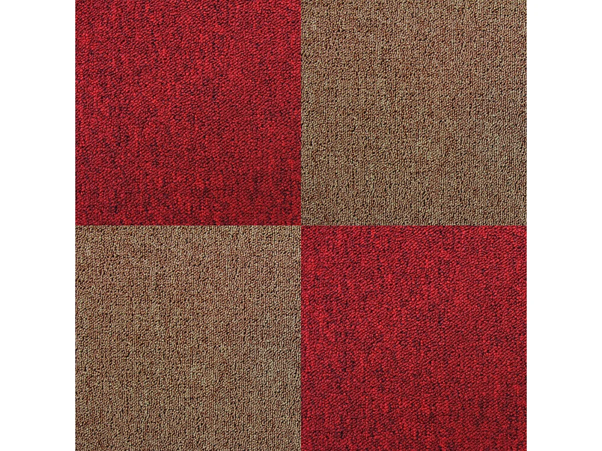 40 x Tapijttegels - Rood en Zand kleur- 50x50cm 10m2