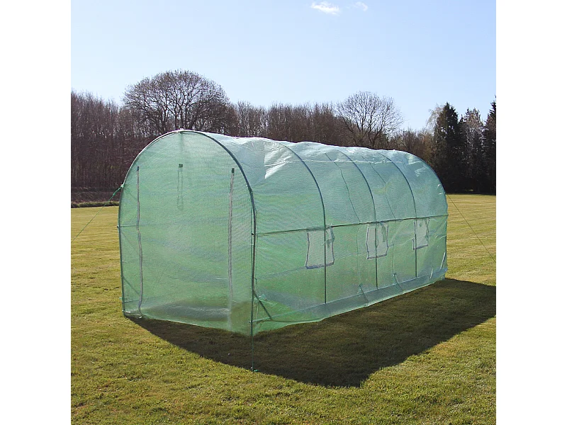 Polytunnel mit Folie und Regale Gewächshaus Treibhaus Tomatenhaus Pflanzenhaus Folientunnel 19mm 5m x 2m