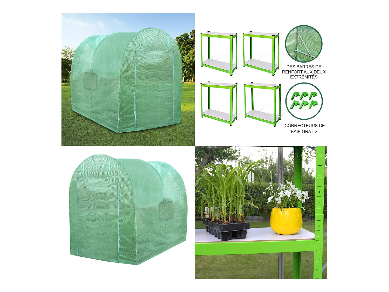 Polytunnel mit Folie und Regale Gewächshaus Treibhaus Tomatenhaus Pflanzenhaus Folientunnel 19mm 2.5m x 2m