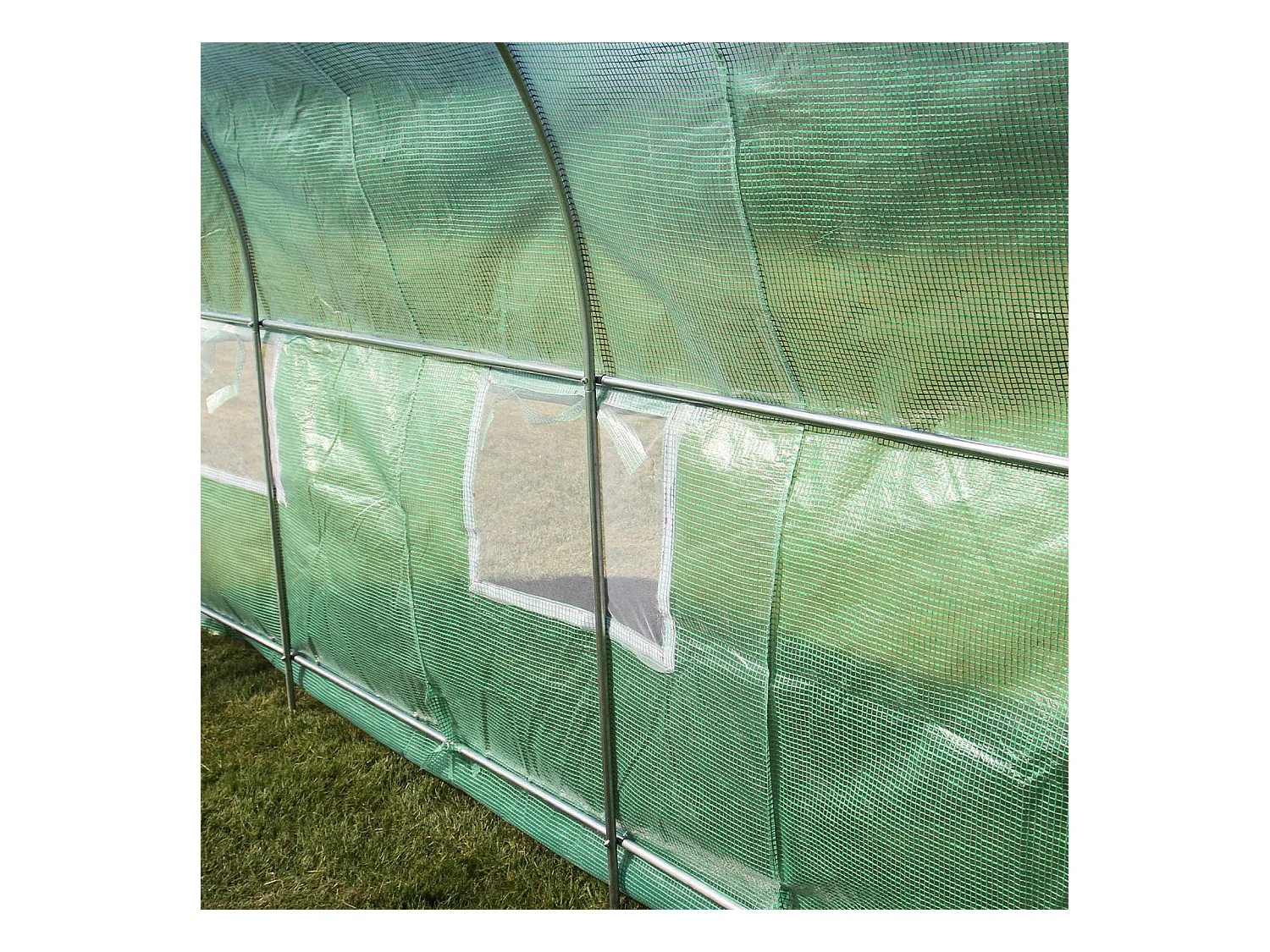 Invernadero Politúnel con Puertas Ventanas Galvanizadas Cubierta de PE Jardinería Marco Metálico Carpa de Jardín Vegetal Planta de Flores 19mm de diámetro | 5 x 2m