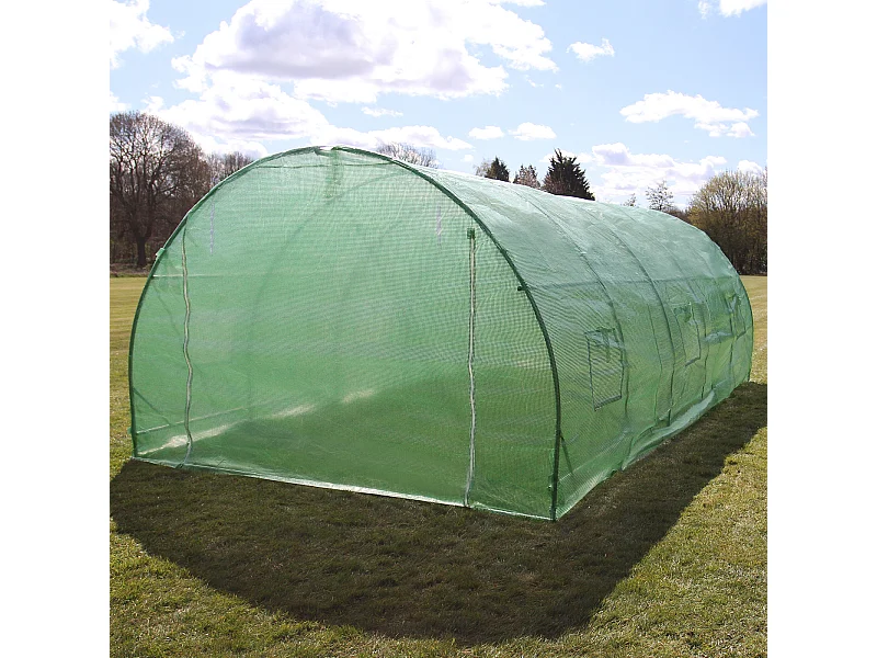 Polytunnel mit Folie und Regale Gewächshaus Treibhaus Tomatenhaus Pflanzenhaus Folientunnel 25mm 6m x 3m