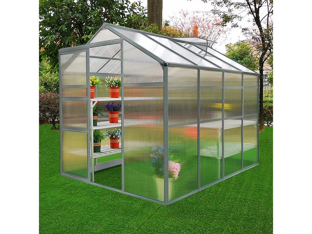 Bundel: Kweekkas zonder basis - 1.8m x 2.4m + 2 Waterbestendige Stellingen