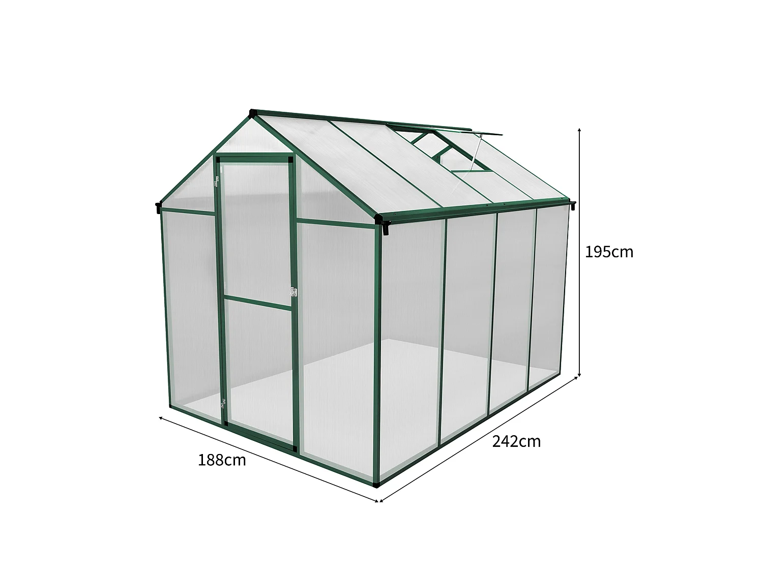 Serre de Jardin en Polycarbonate Verte - 180 x 240 cm
