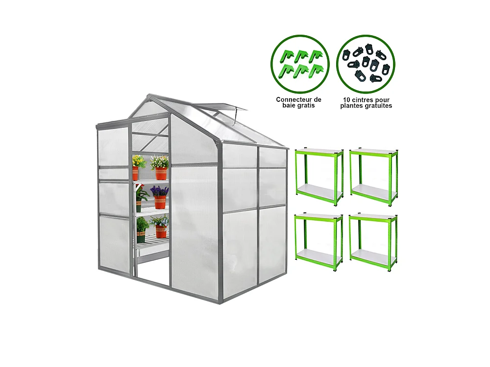 Serre de Jardin 1.8mx1.2m & 2 Étagères Imperméable