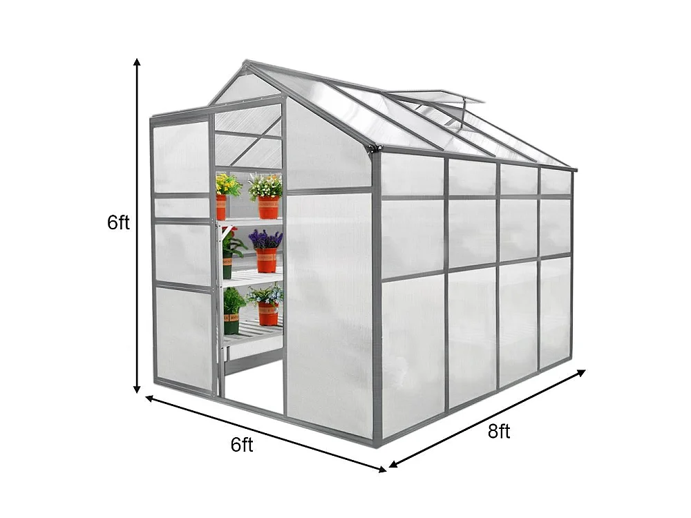 Aluminium Broeikas - 1.8m x 2.4m - Zonder basis