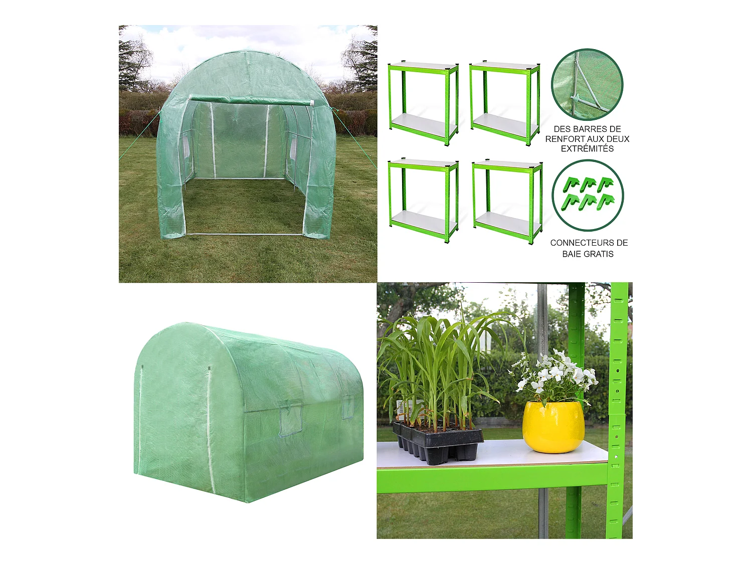 Serre Polytunnel 25mm 4m x 2m avec Étagères