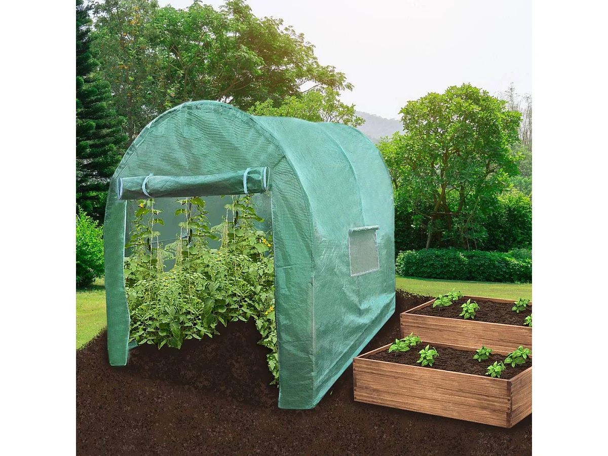 Polytunnel mit Folie Gewächshaus Treibhaus Tomatenhaus Pflanzenhaus Folientunnel 19mm 3m x 2m