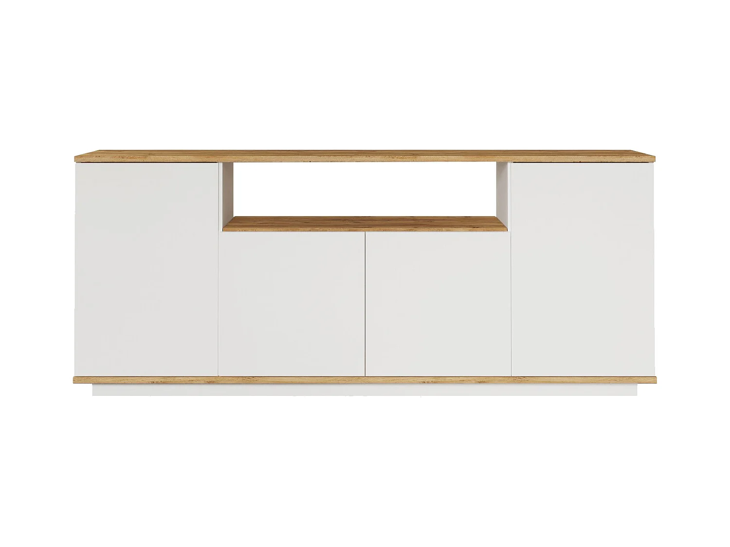 Buffet avec 4 portes et 1 étagère - Blanc et naturel - LOTULA