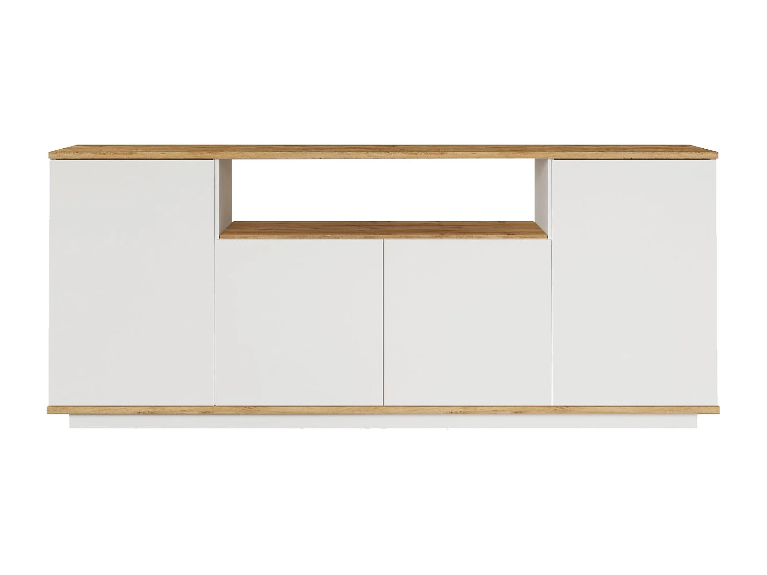 Credenza con 4 ante e 1 ripiano Naturale chiaro e Bianco - LOTULA