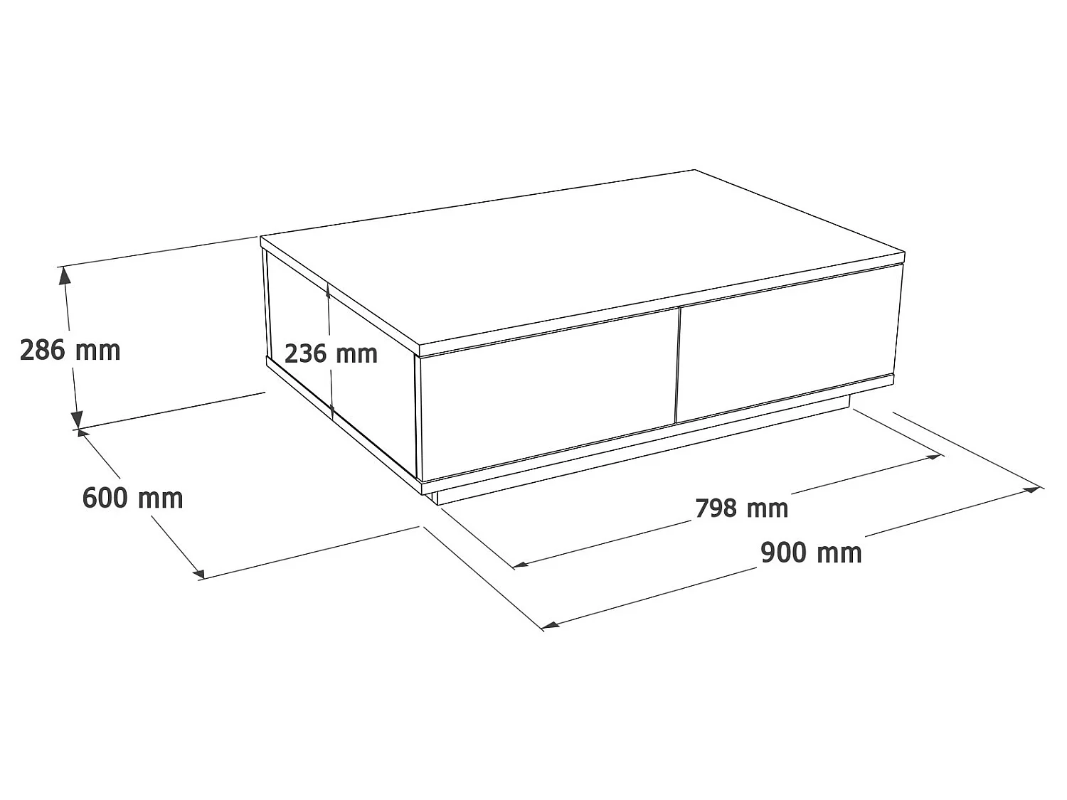 Table basse avec 2 portes - Naturel et Blanc - LOTULA