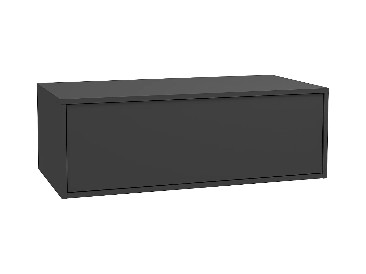 Meuble de salle de bain suspendu gris anthracite et blanc avec simple vasque carrée et deux tiroirs - 94 cm - TEANA II