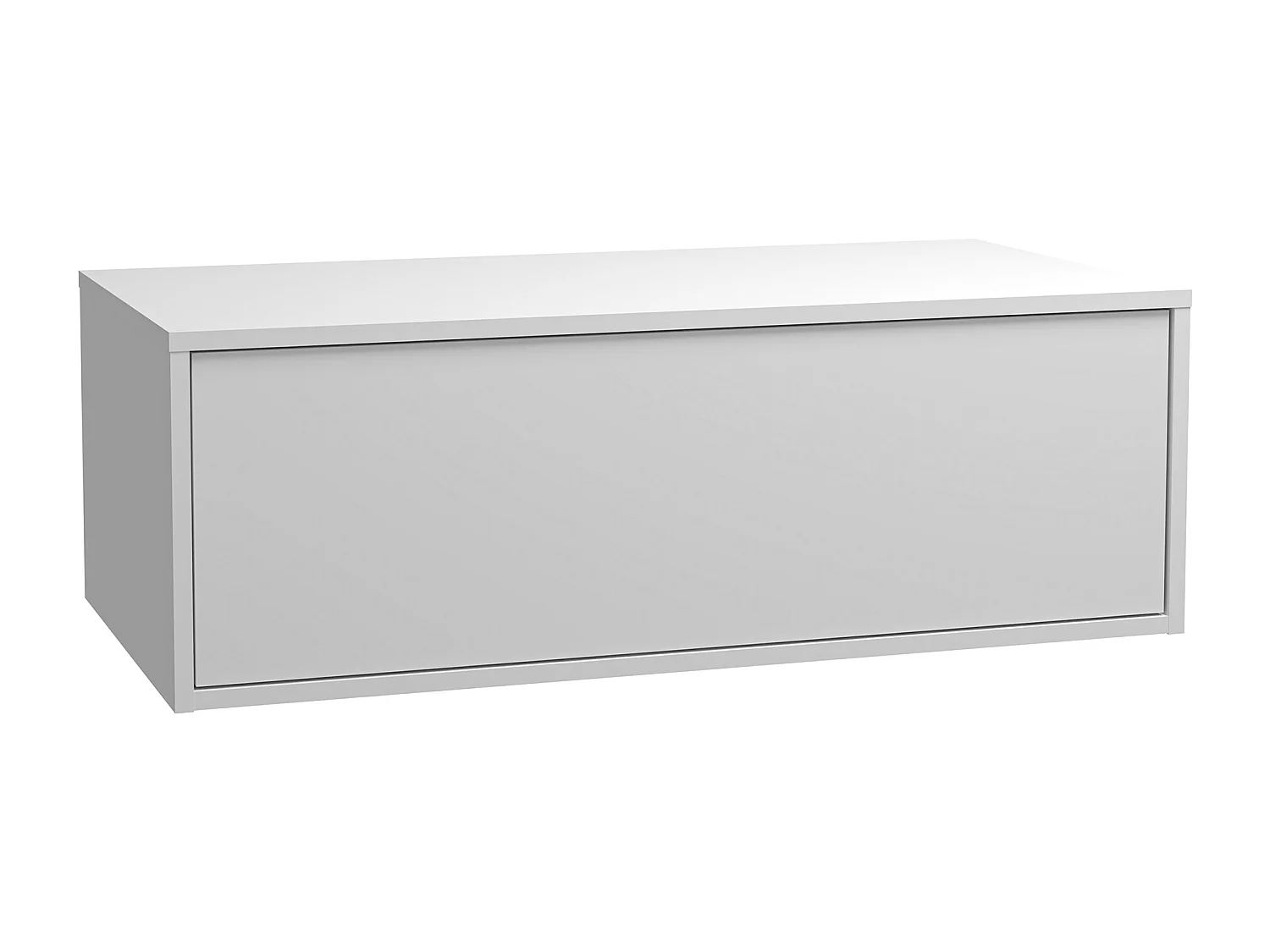 Meuble de salle de bain suspendu gris anthracite et blanc avec simple vasque carrée et deux tiroirs - 94 cm - TEANA II