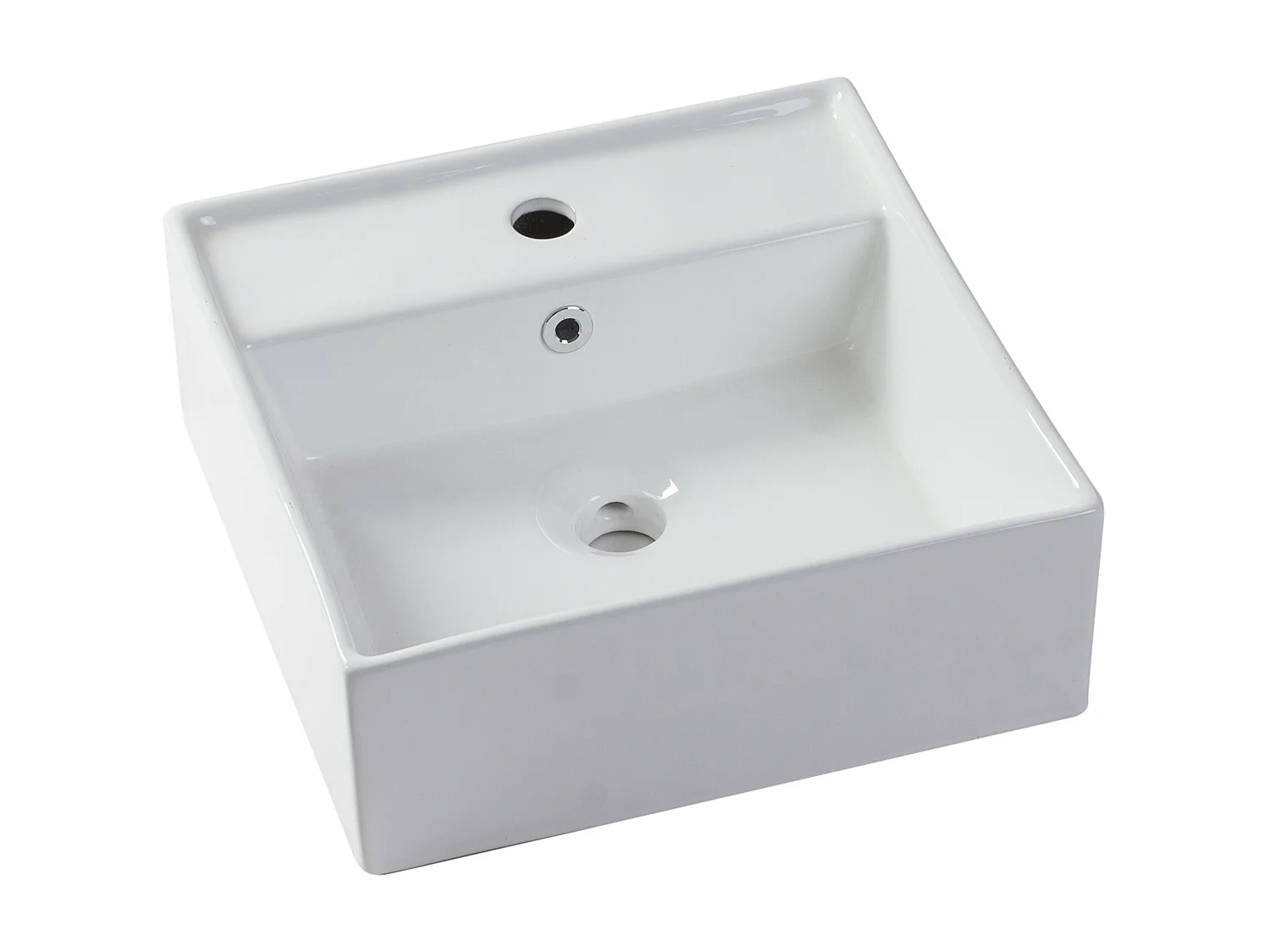 Meuble de salle de bain suspendu gris anthracite et blanc avec simple vasque carrée et deux tiroirs - 94 cm - TEANA II