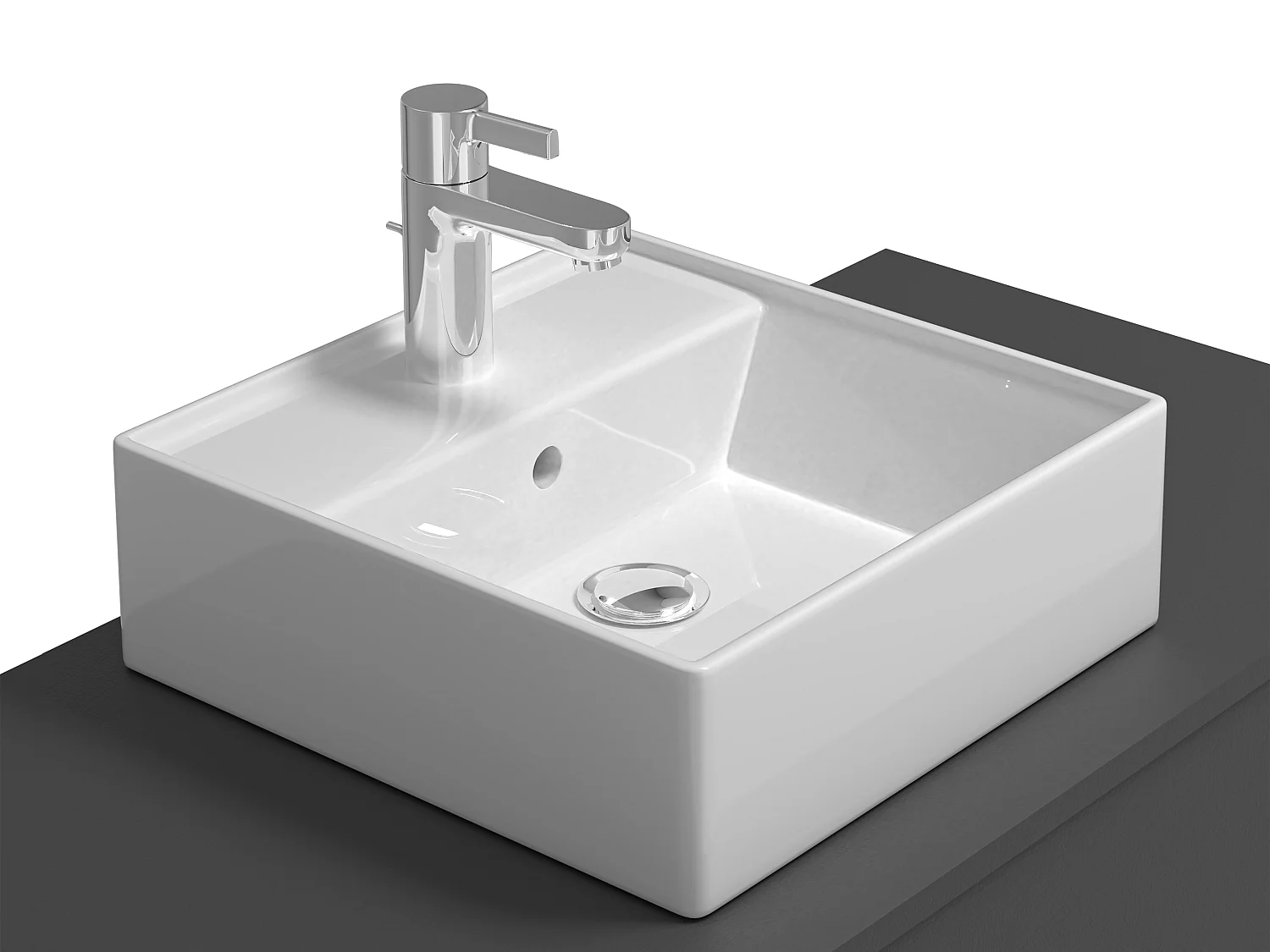 Mobile per bagno sospeso con lavabo singolo e due cassetti 94 cm Antracite e Bianco - TEANA II
