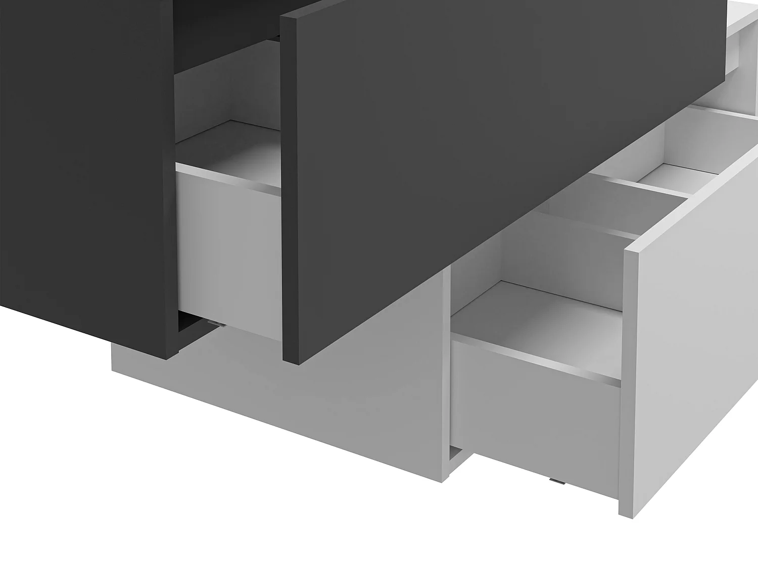 Mobile per bagno sospeso con lavabo singolo e due cassetti 94 cm Antracite e Bianco - TEANA II