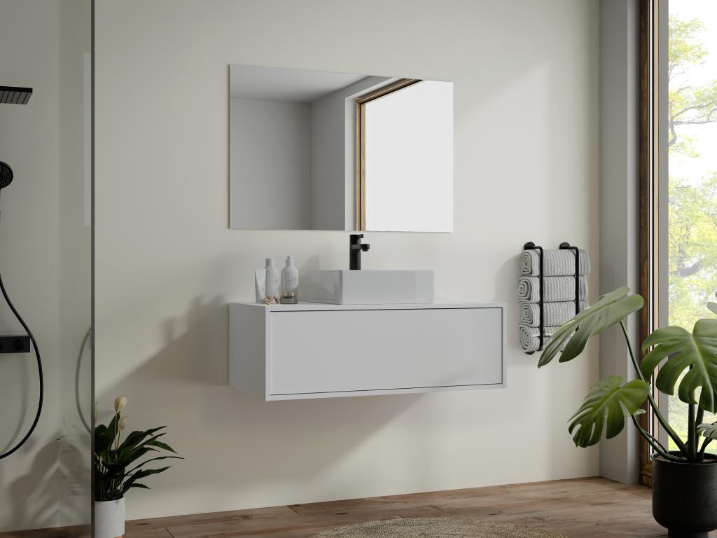 Waschbeckenunterschrank hängend - Weiß - 94 cm - TEANA II günstig online kaufen