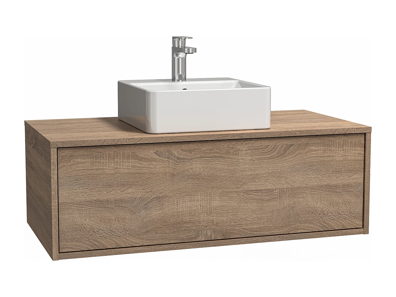 Móvel de casa de banho suspenso cor natural claro com lavatório individual - TEANA