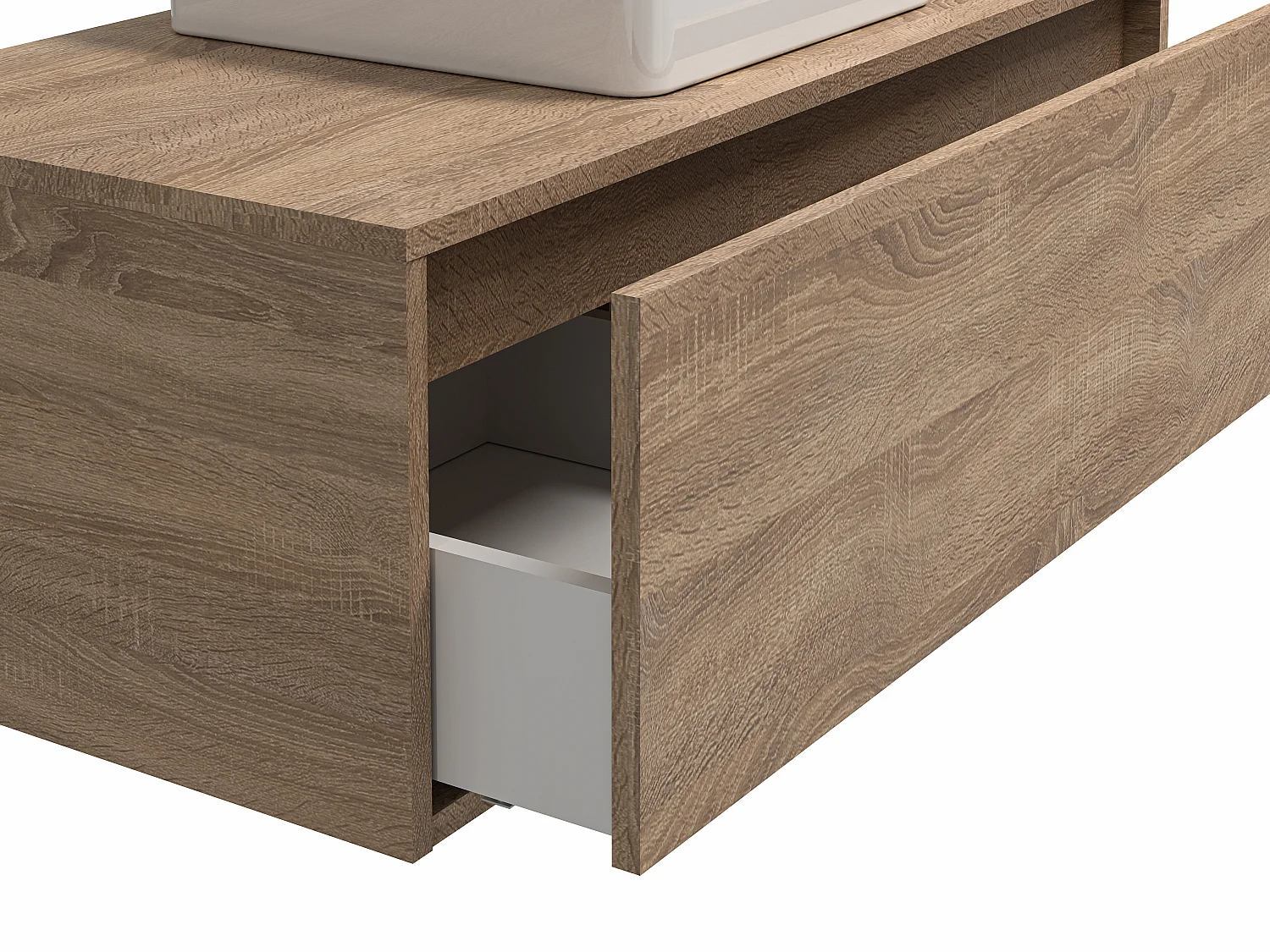 Móvel de casa de banho suspenso cor natural claro com lavatório individual - TEANA