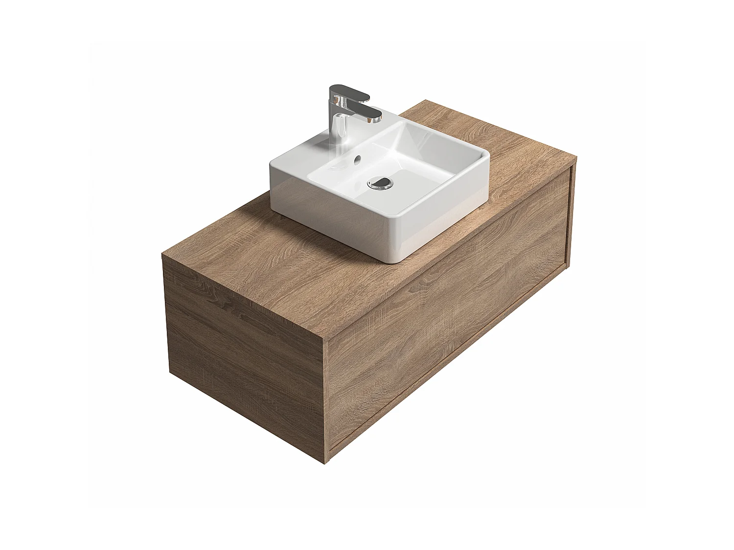 Móvel de casa de banho suspenso cor natural claro com lavatório individual - TEANA