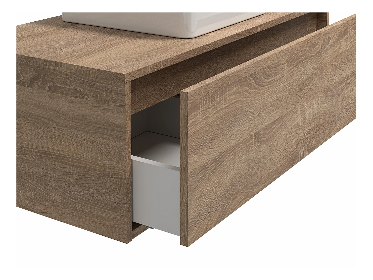 Meuble de salle de bain suspendu coloris naturel clair avec simple vasque carrée - 94 cm - TEANA II