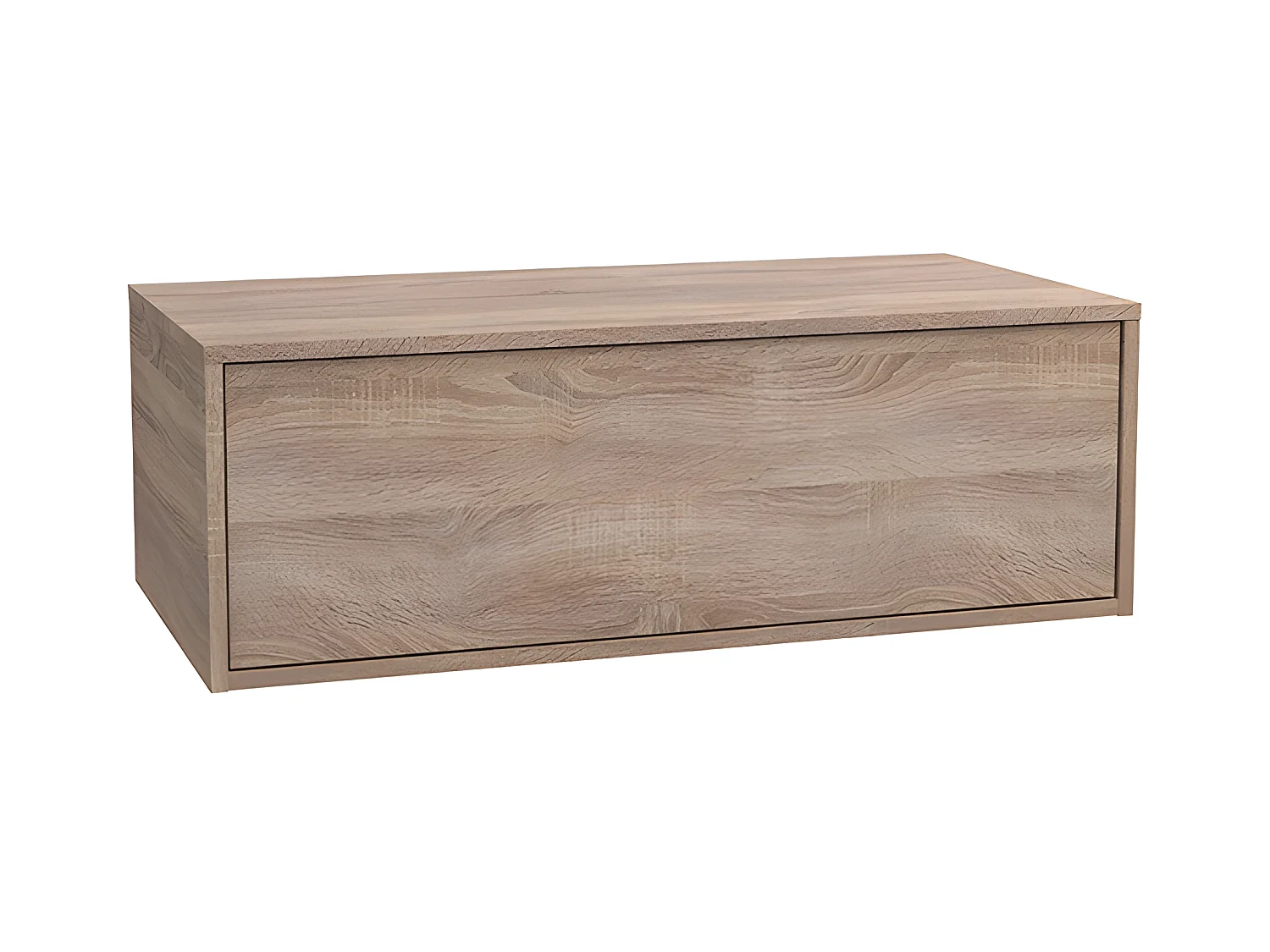 Meuble de salle de bain suspendu coloris naturel clair avec simple vasque carrée - 94 cm - TEANA II