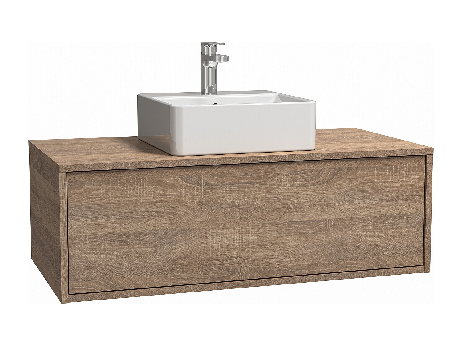 Waschbeckenunterschrank hängend mit Einzelwaschbecken - Naturfarben hell - günstig online kaufen