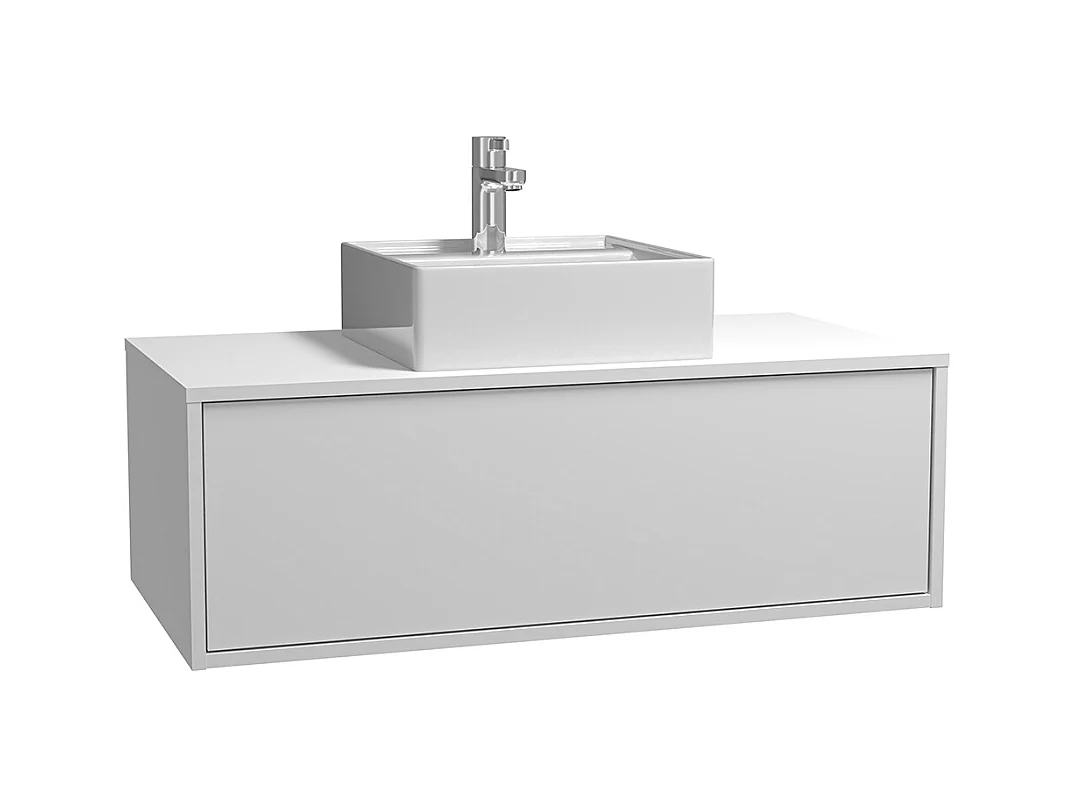 Mueble de baño suspendido blanco con simple lavabo - TEANA