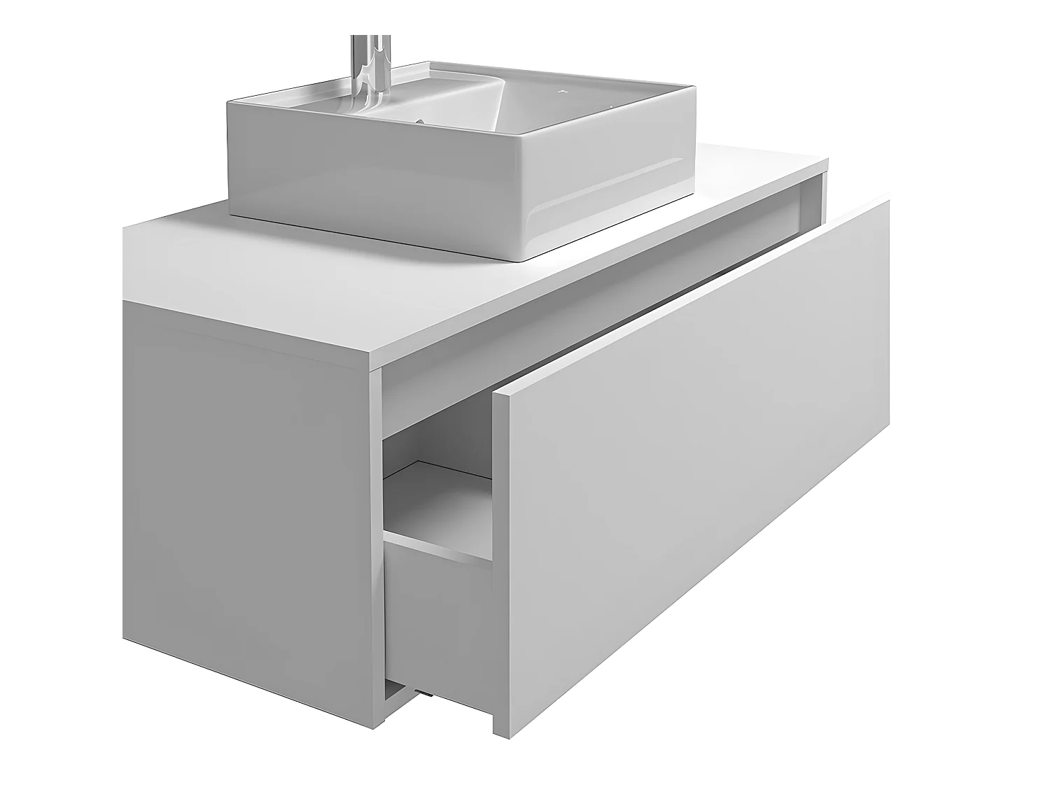 Mueble de baño suspendido blanco con simple lavabo - TEANA