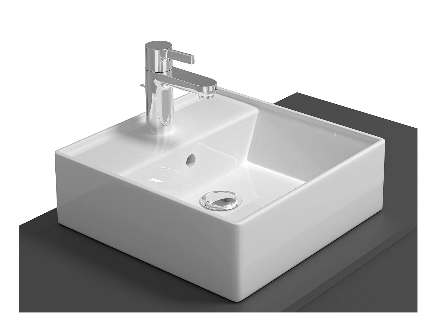 Waschbeckenunterschrank hängend mit Einzelwaschbecken & zwei Schubladen - Anthrazit - 94 cm - TEANA II