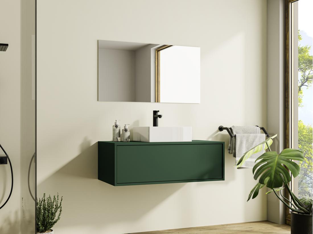 vente unique Meuble sous vasque suspendu - Coloris vert mat - 94 cm - TEANA II