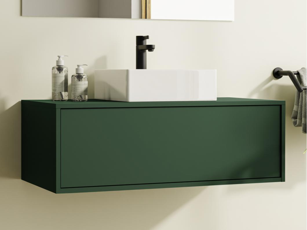 Mueble de baño flotante bajolavabo - Color verde mate - 94 cm - TEANA II