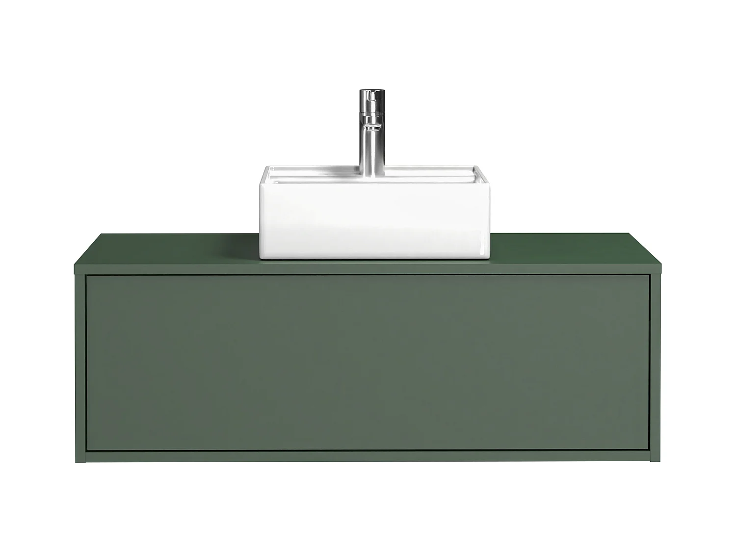 Mueble de baño suspendido verde mate con simple lavabo - TEANA