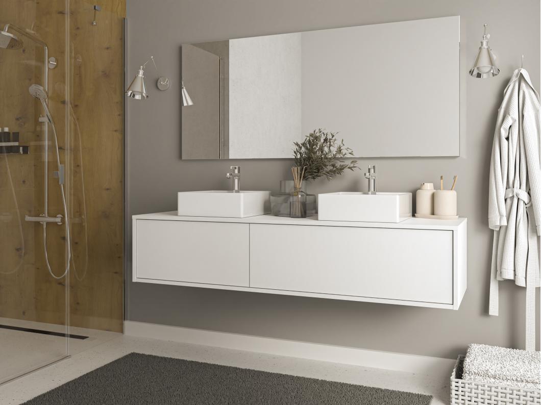 Szafka wisząca pod umywalkę - Biały - szer. 150 cm - ISAURE II
