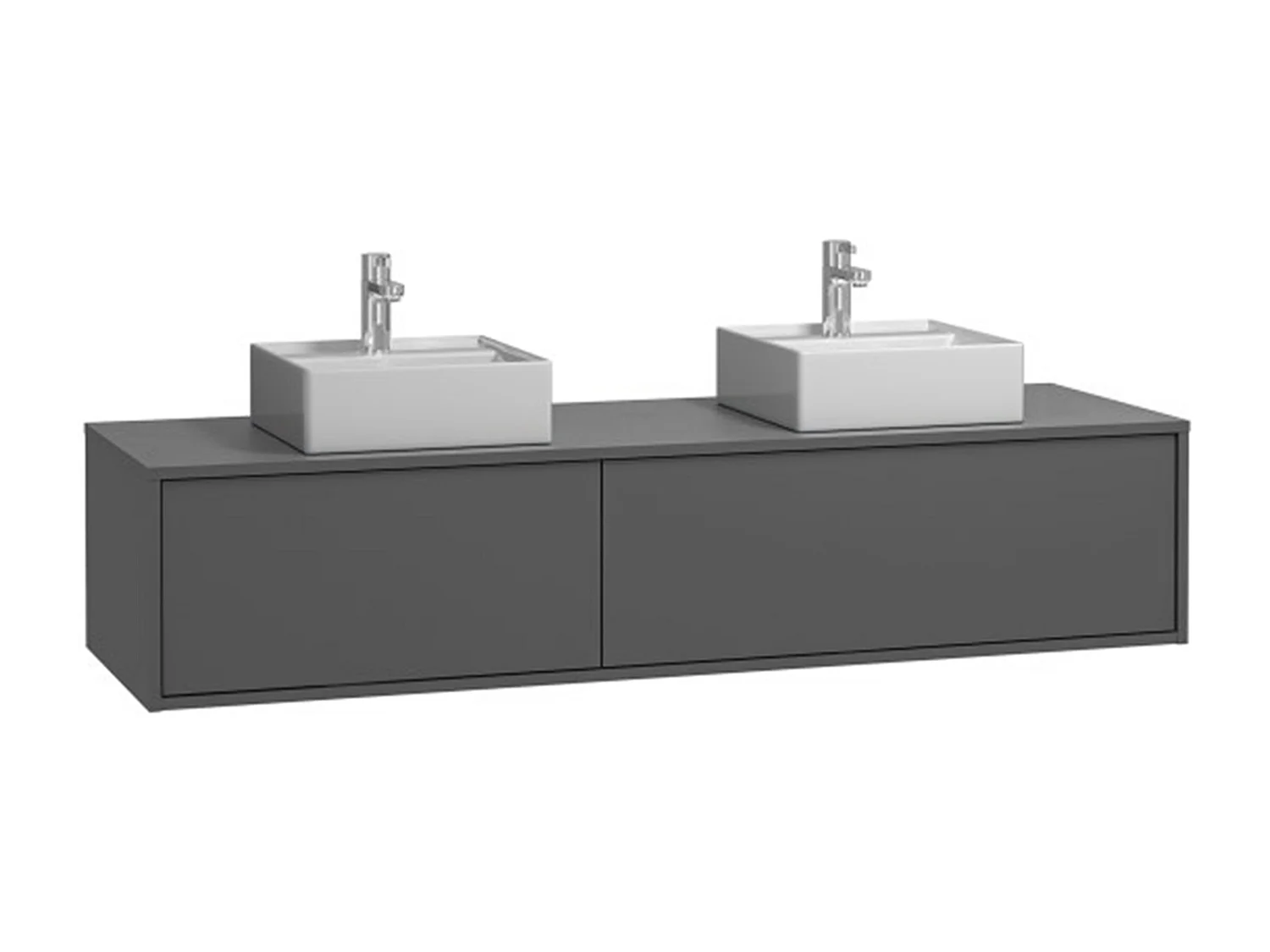 Meuble de salle de bain suspendu coloris gris anthracite avec double vasque - L150 cm - ISAURE II
