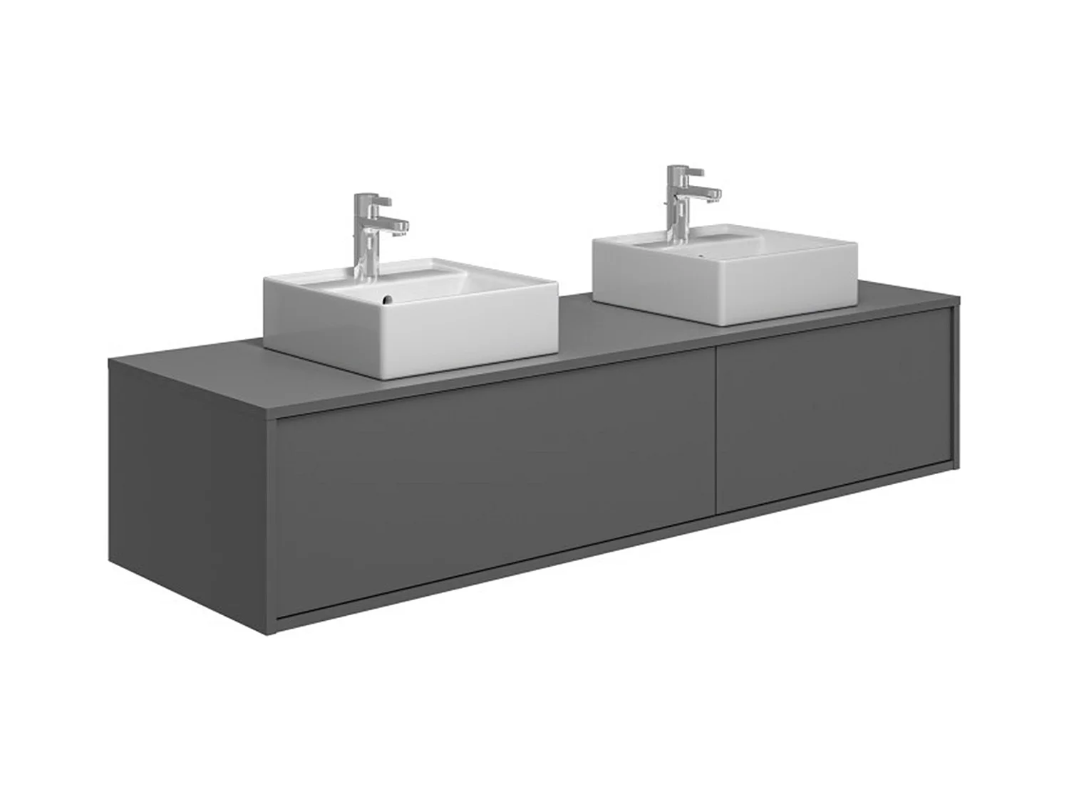 Meuble de salle de bain suspendu coloris gris anthracite avec double vasque - L150 cm - ISAURE II