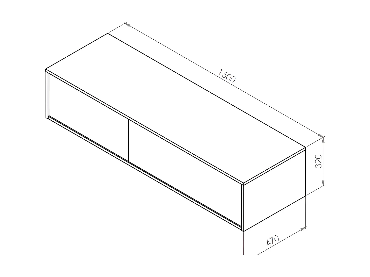 vegghengende baderomsmebel i lyst naturlig farge med dobbel servant - L150 cm - ISAURE II