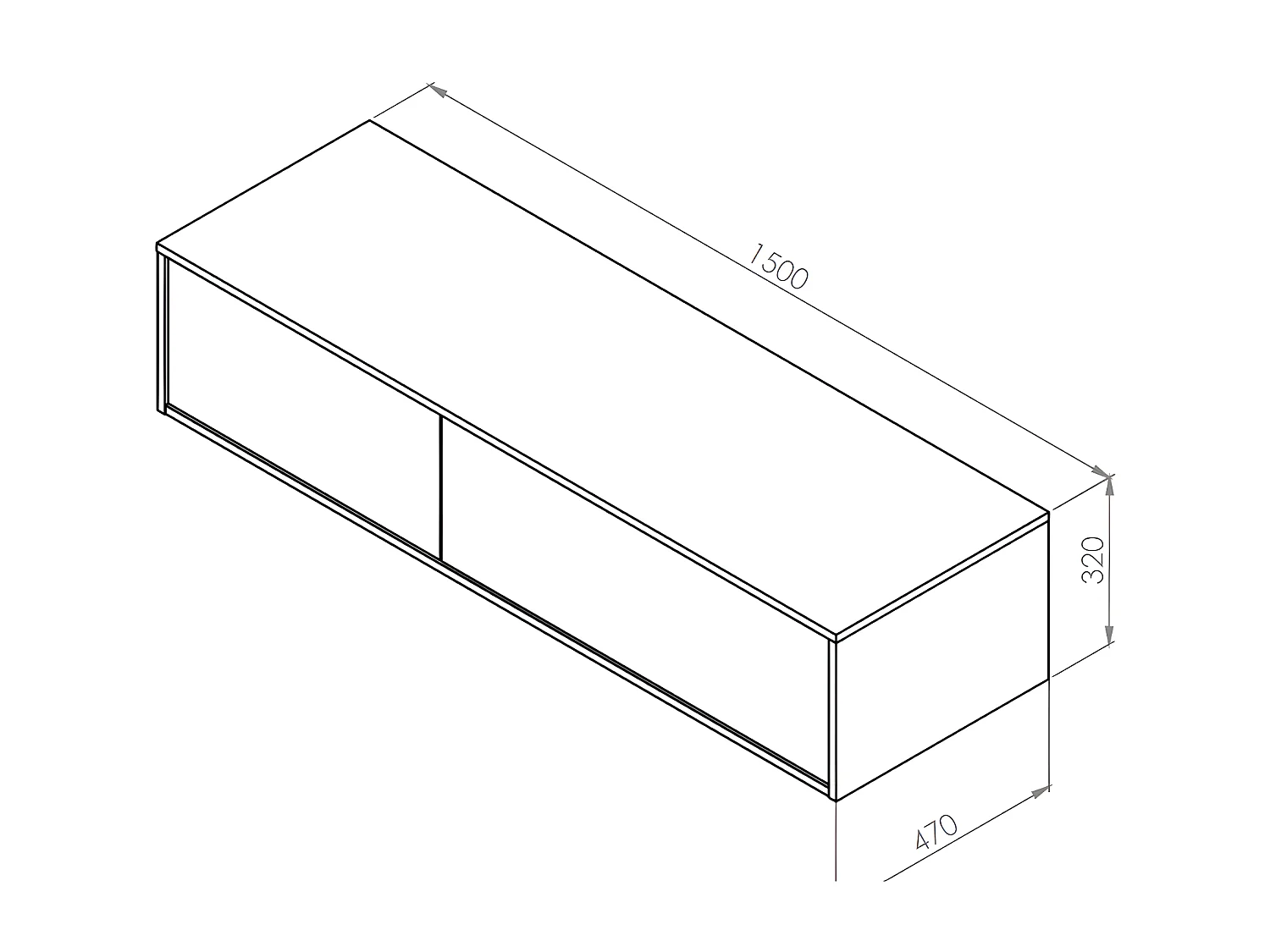 Szafka łazienkowa wisząca  szara z dwoma umywalkami - szer. 150 cm - ISAURE II