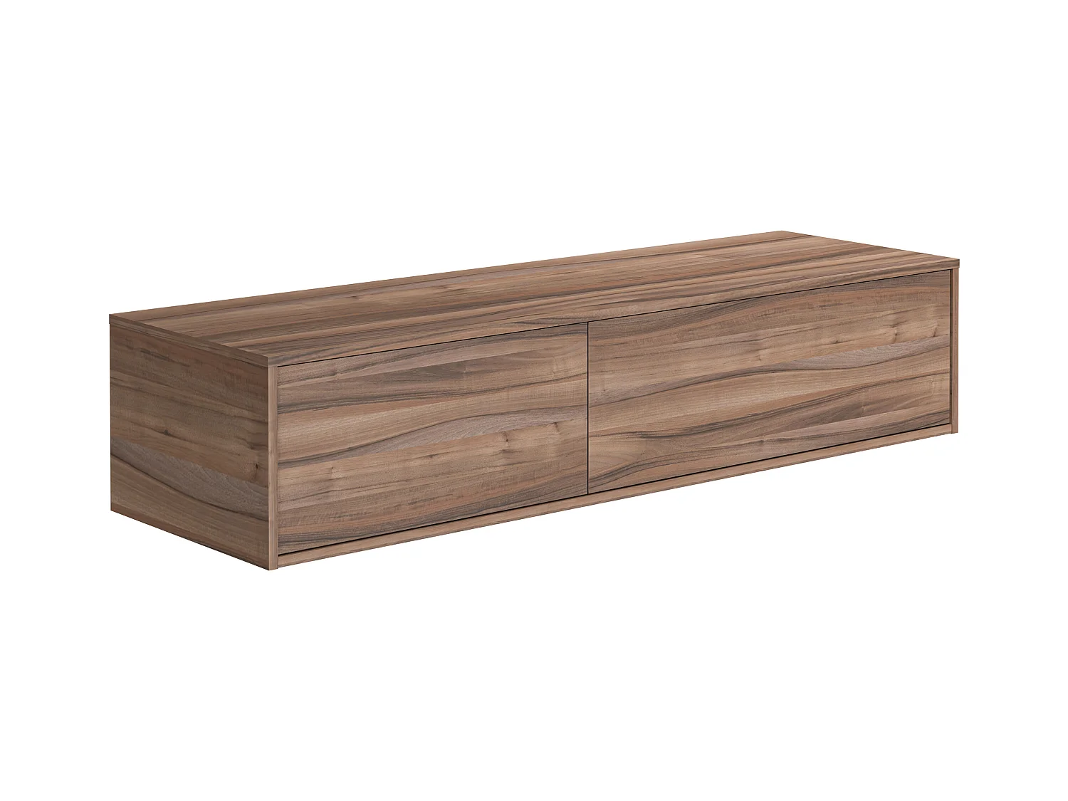 Mueble de baño flotante de doble lavabo en color natural oscuro - Ancho 150 cm - ISAURE II