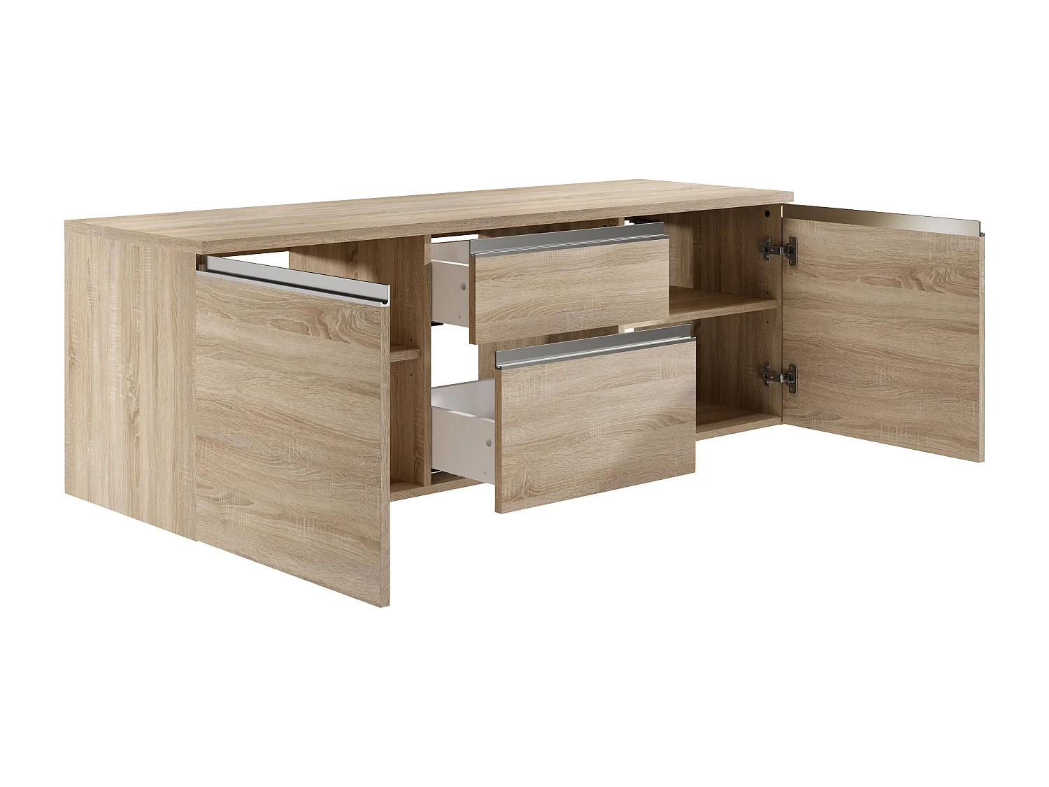 Mobile sospeso per bagno con doppio lavabo e specchi - Naturale chiaro - 150 cm - JIMENA II