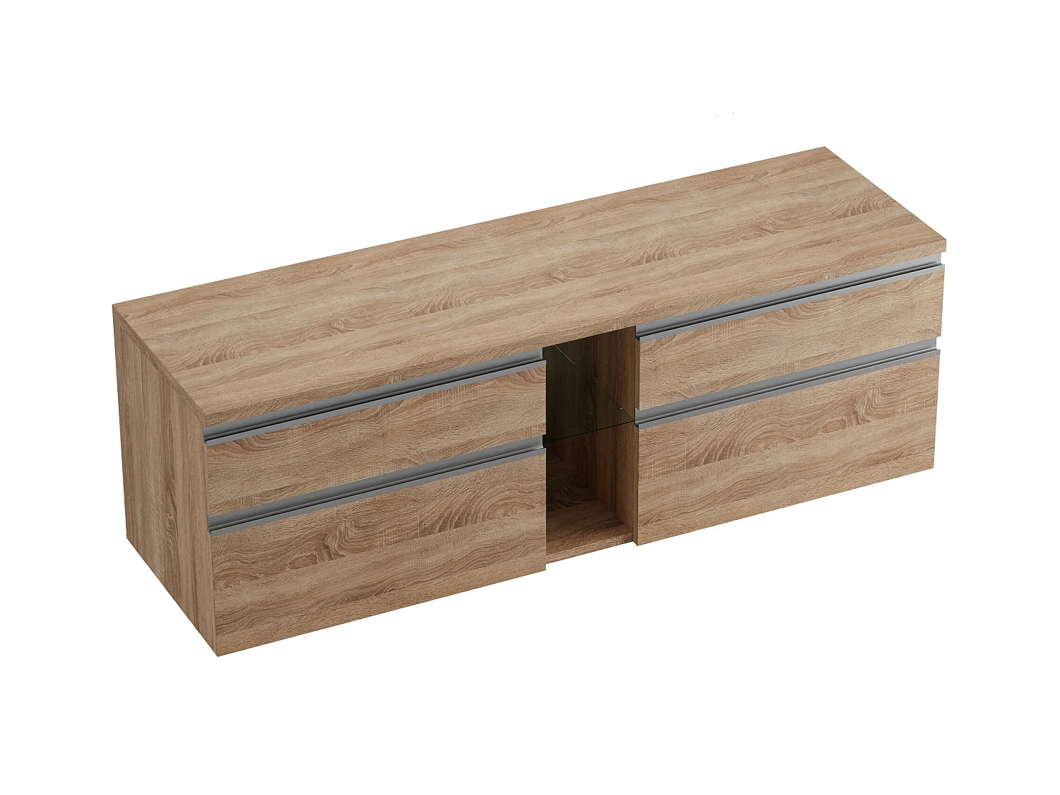 Meuble de salle de bain suspendu avec double vasque et miroirs - Coloris naturel clair - 150 cm - MAGDALENA II