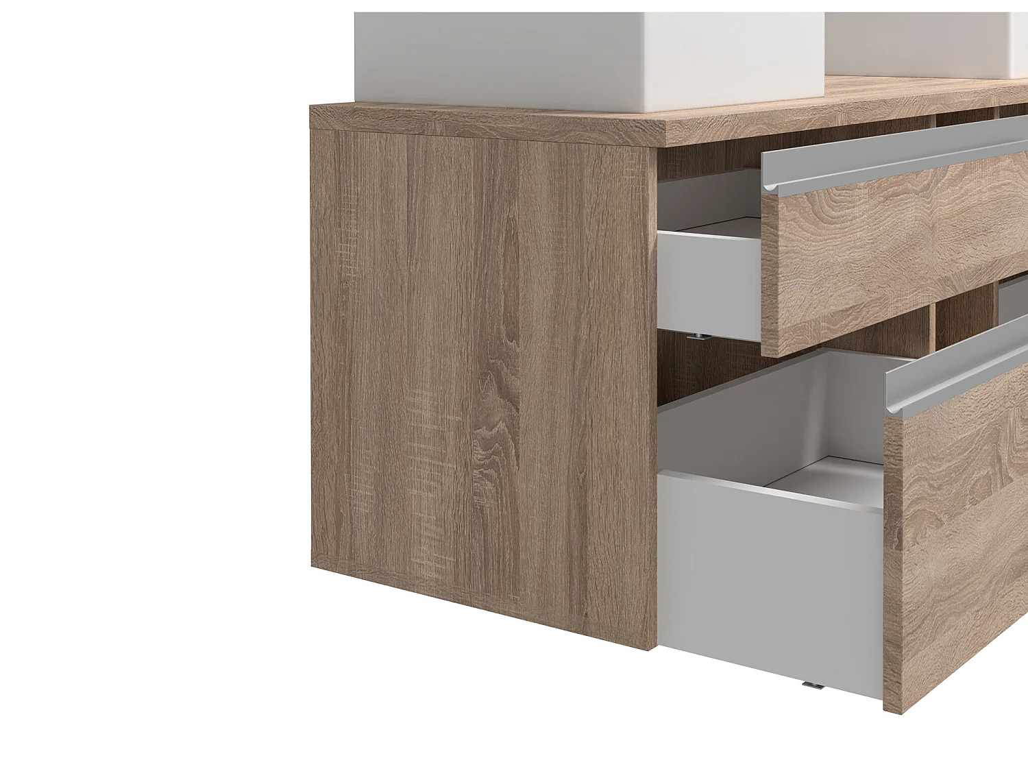 Meuble de salle de bain suspendu avec double vasque et miroirs - Coloris naturel clair - 150 cm - MAGDALENA II