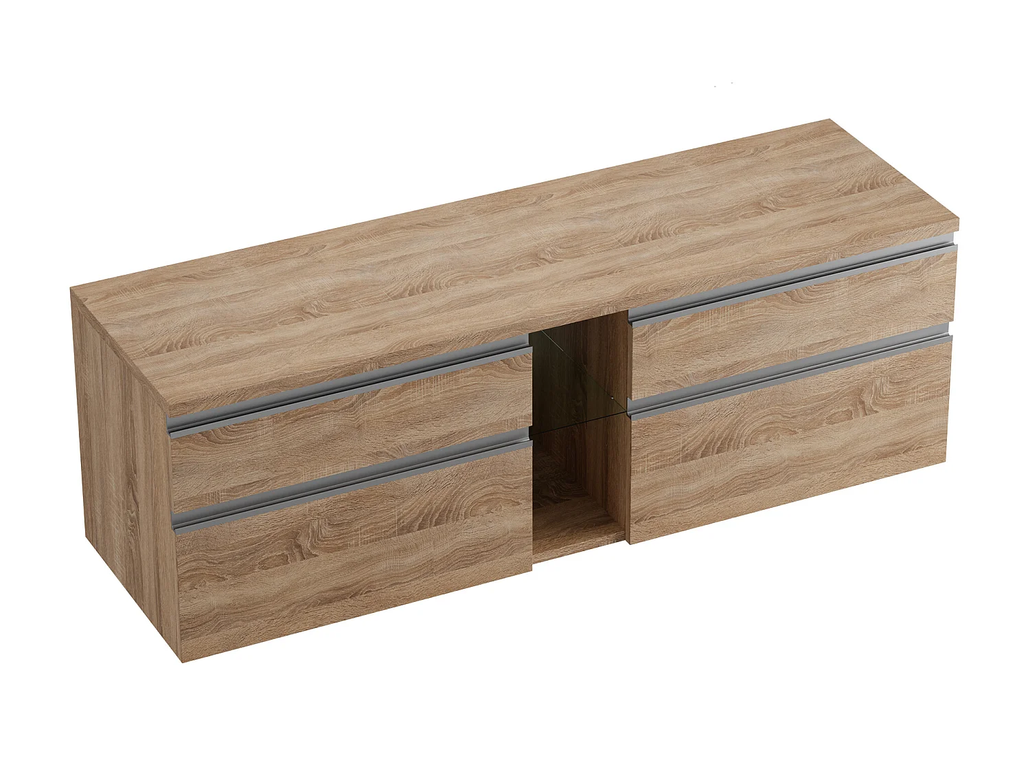 Meuble de salle de bain suspendu avec double vasque et miroirs - Coloris naturel clair - 150 cm - MAGDALENA II