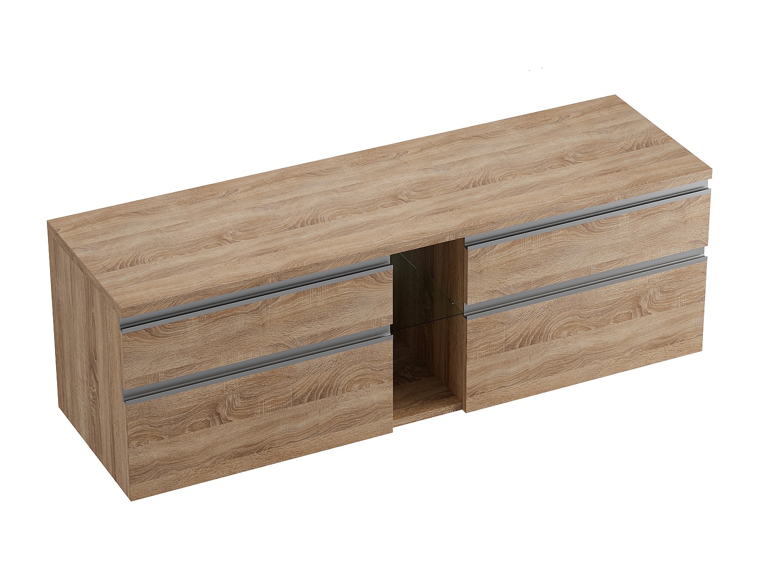 Waschbeckenunterschrank hängend - Naturfarben hell - 150 cm - MAGDALENA II günstig online kaufen